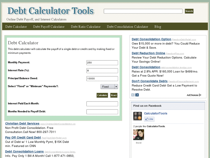 www.debtcalculatortools.com