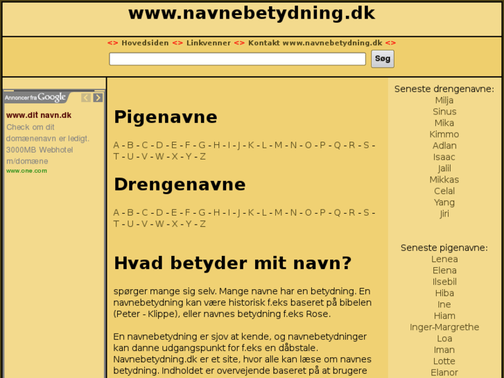 www.navnebetydning.dk