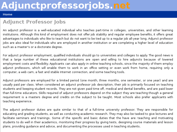 www.adjunctprofessorjobs.net