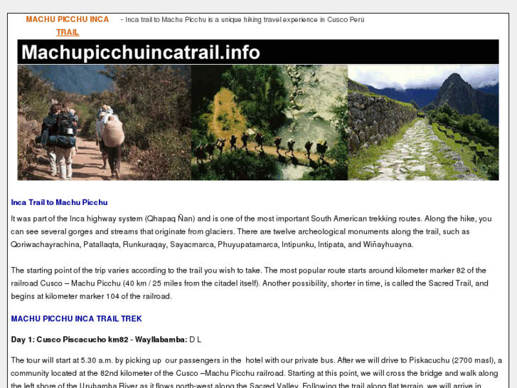 www.machupicchuincatrail.info