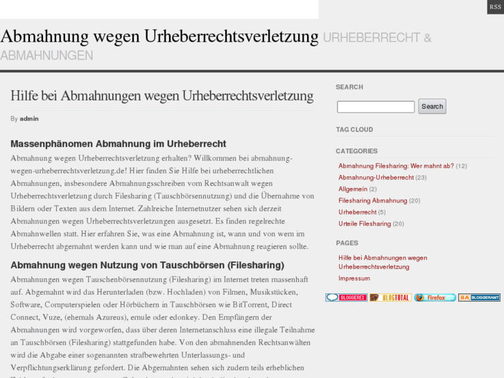 www.abmahnung-wegen-urheberrechtsverletzung.de