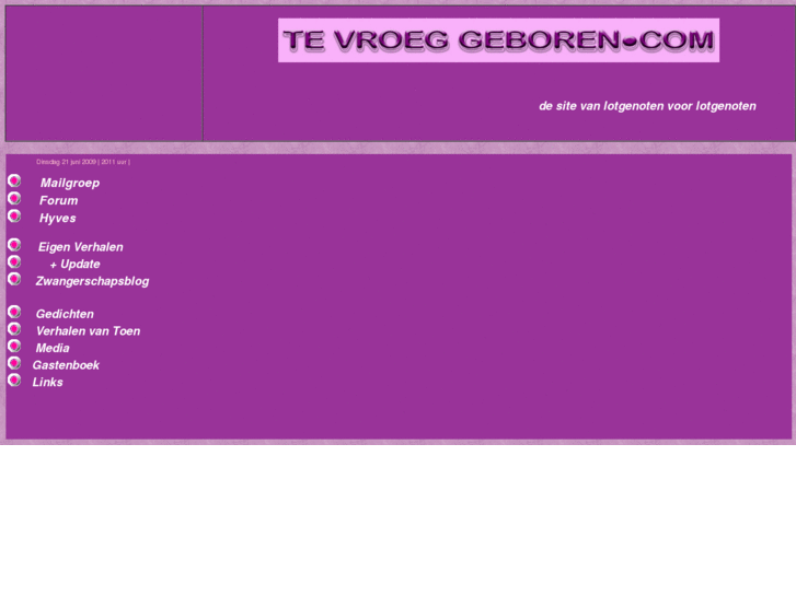 www.tevroeggeboren.com