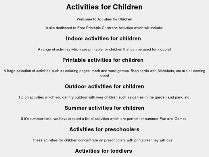 www.activitiesforchildren.net