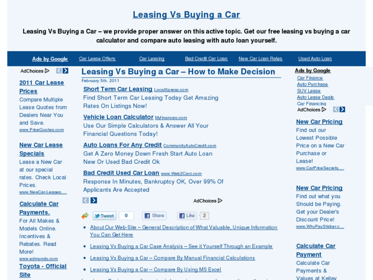 www.leasingvsbuyingacar.net