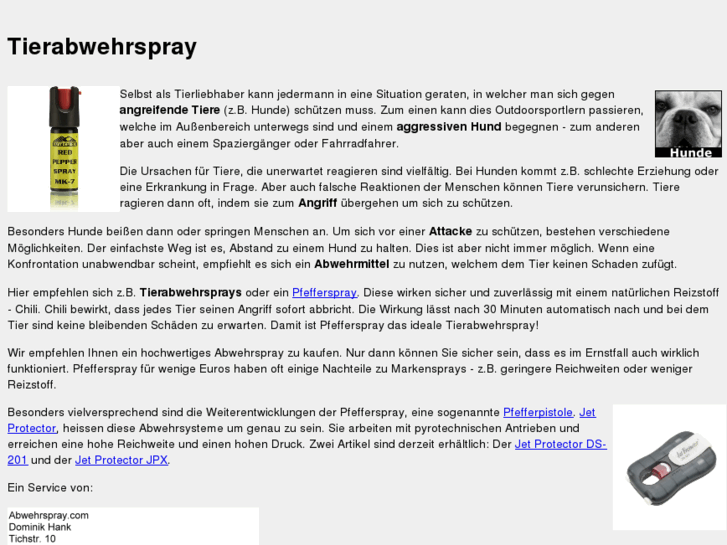 www.hundeabwehr-tierabwehrspray.de