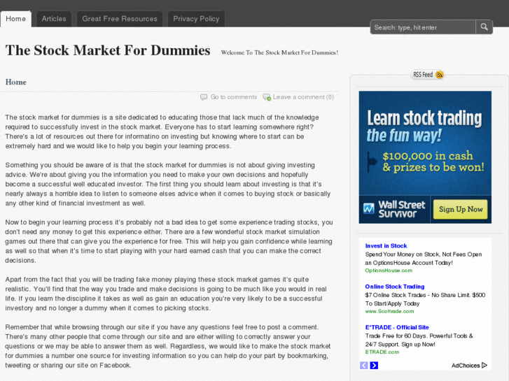 www.thestockmarketfordummies.org