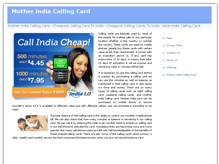 www.motherindiacallingcard.net