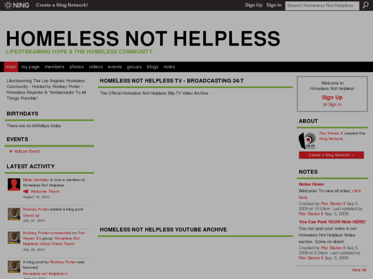 www.homelessnothelpless.tv