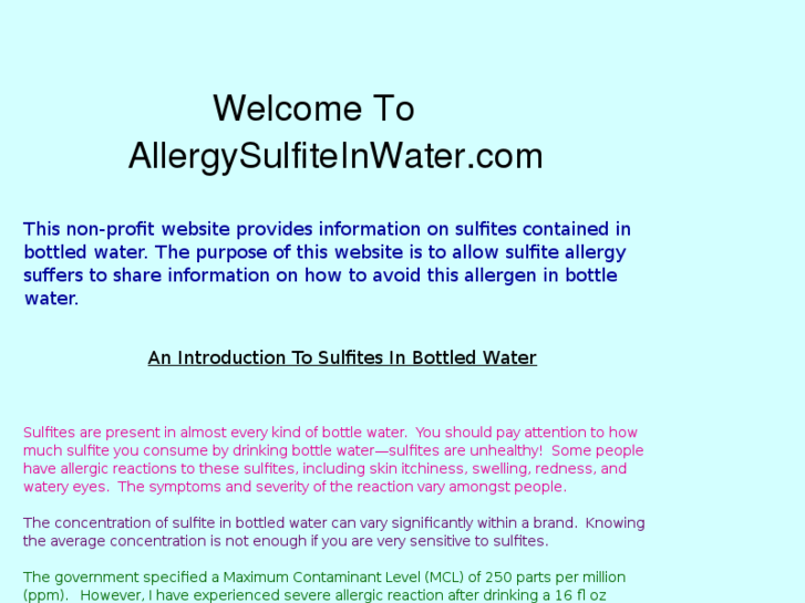 www.allergysulfiteinwater.com