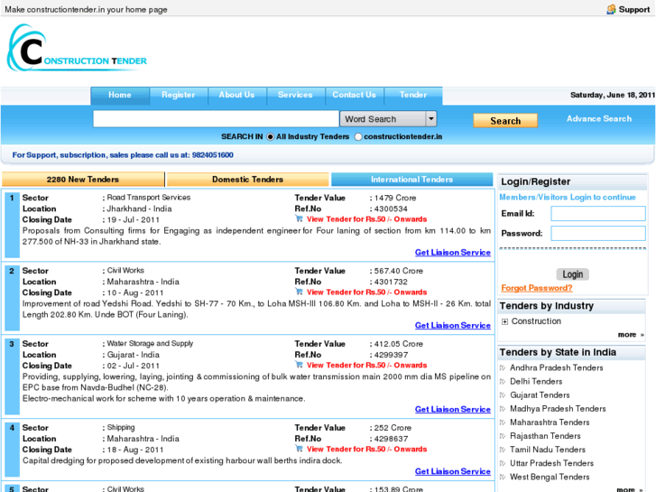 www.constructiontender.in