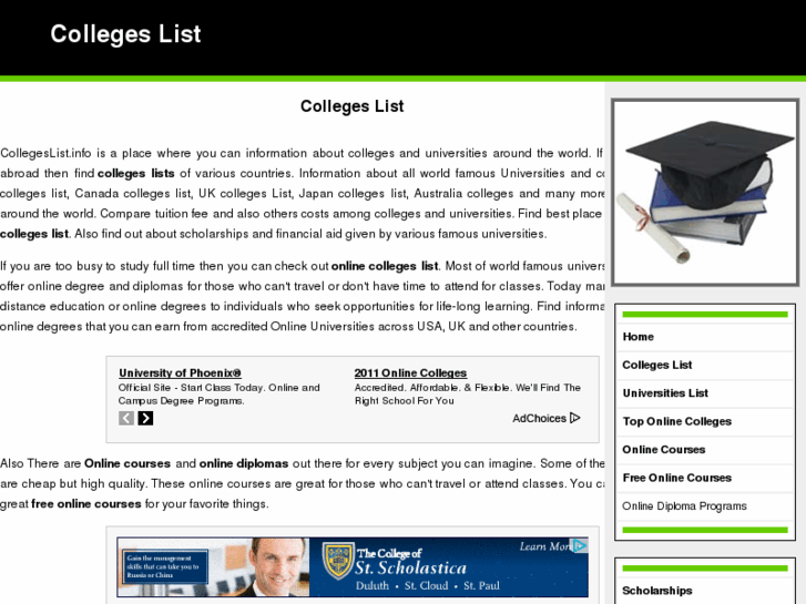 www.collegeslist.info