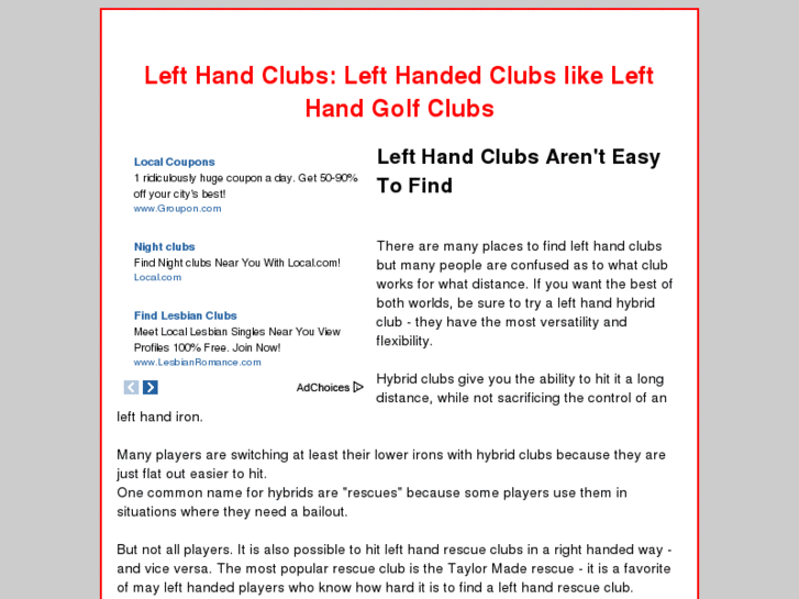 www.lefthandclubs.net