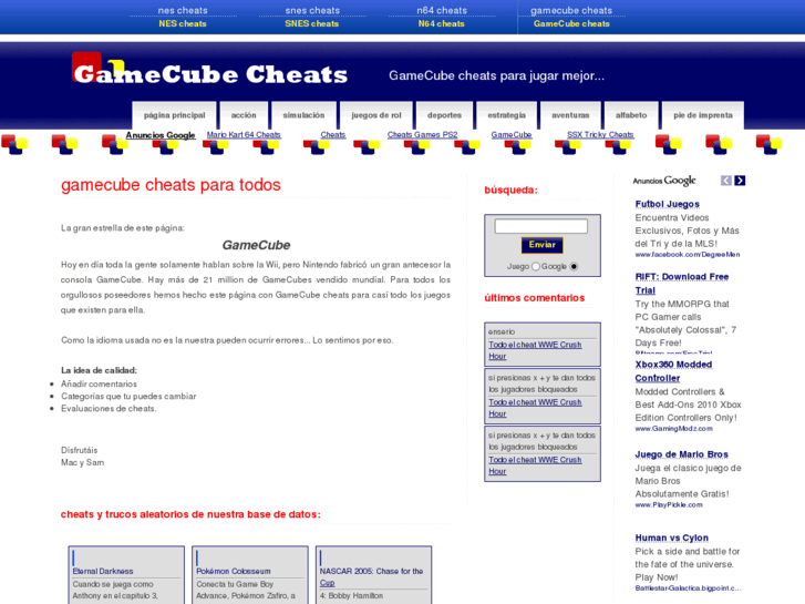 www.gamecube-cheats.es