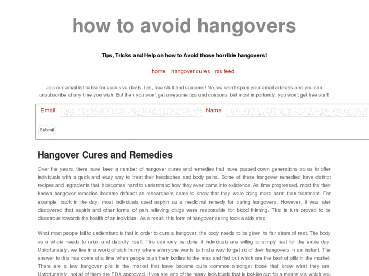 www.howtoavoidhangovers.info