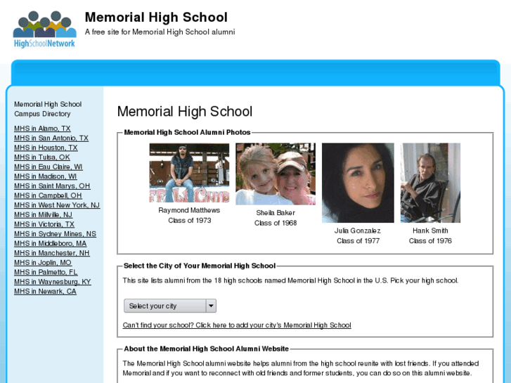 www.memorialhighschoolalumni.com