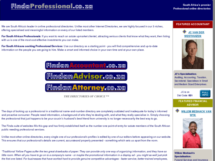 www.findaprofessional.co.za