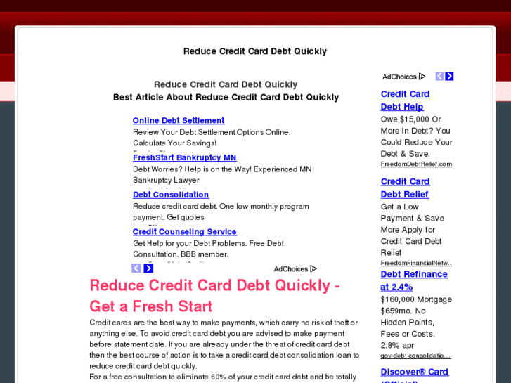 www.reducecreditcarddebtquickly.net