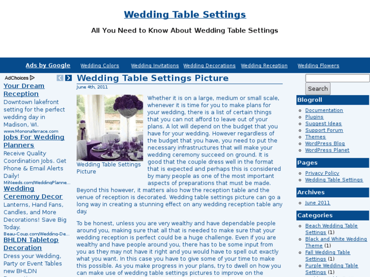 www.weddingtablesettings.org