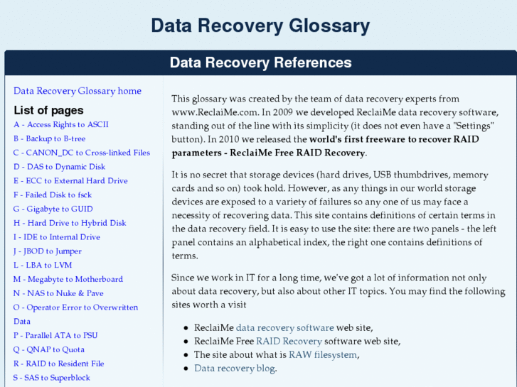 www.datarecoveryglossary.com