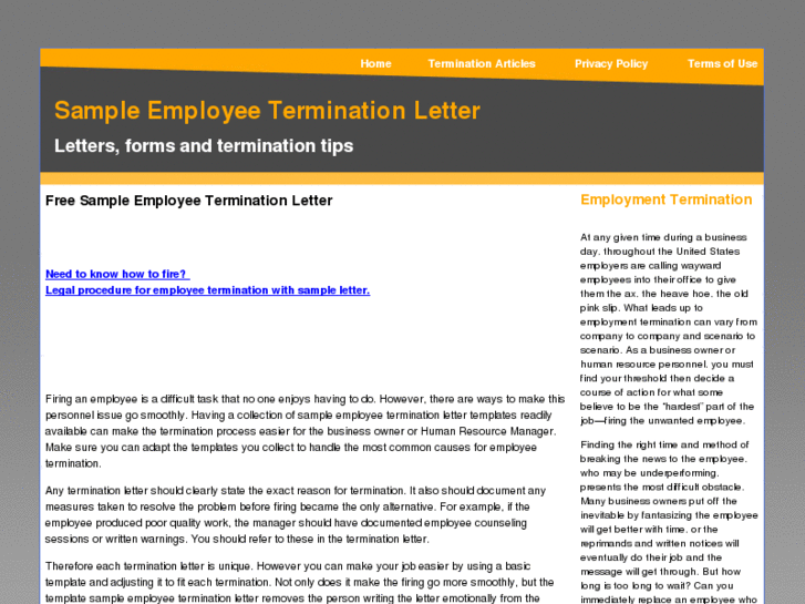 www.sampleemployeeterminationletter.com