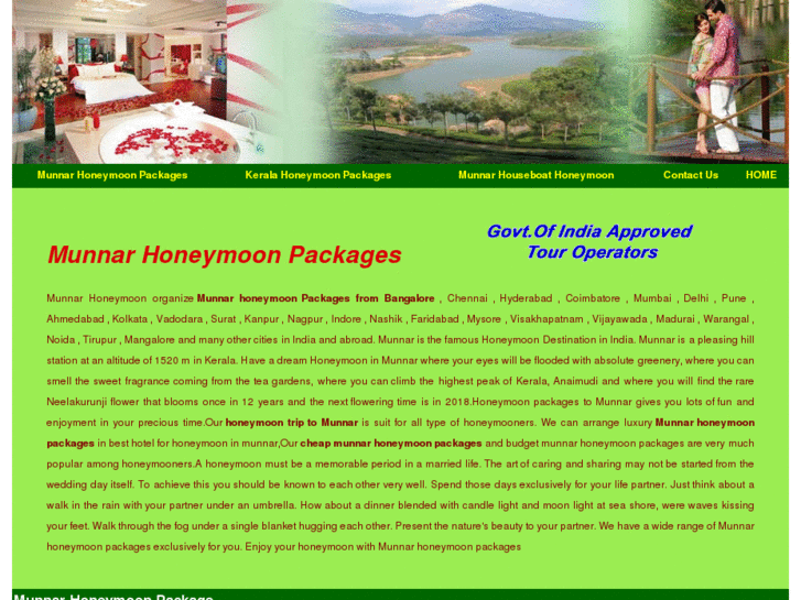 www.munnarhoneymoonpackages.in