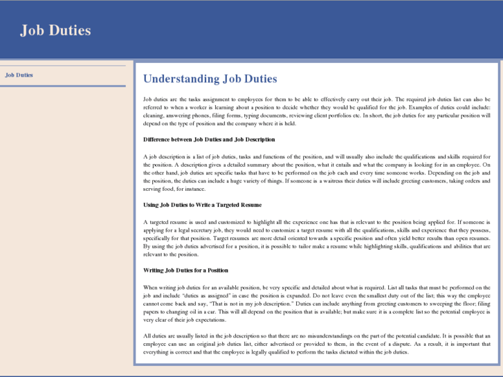 www.jobduties.net