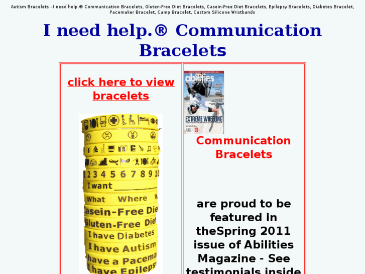 www.ineedhelpcommunicationbracelets.com