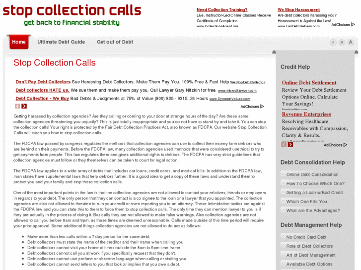 www.stopcollectioncalls.com