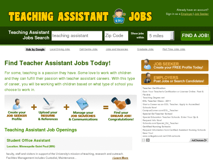 www.teachingassistantjobs.org