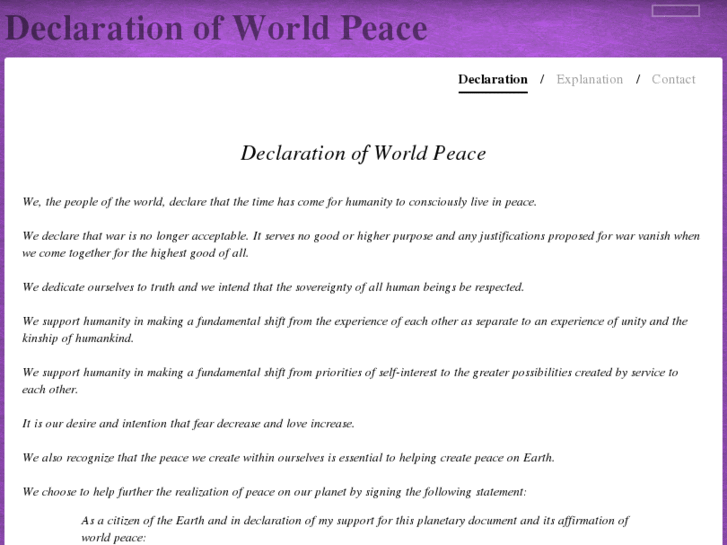 www.declarationofworldpeace.com