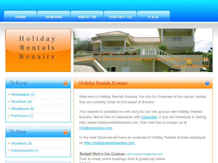 www.holidayrentalsbonaire.com