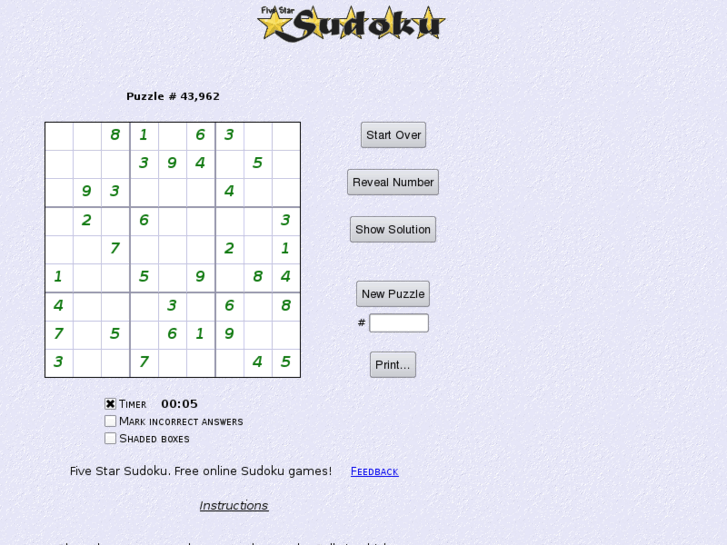 www.fivestarsudoku.com