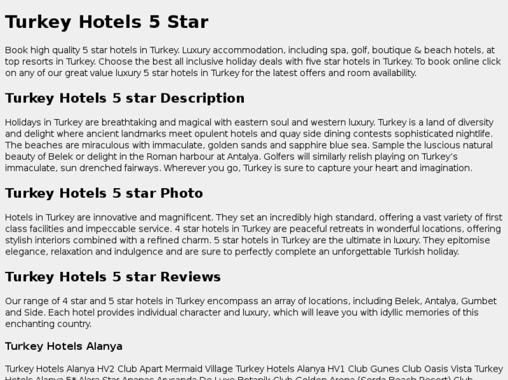 www.turkeyhotels5star.com