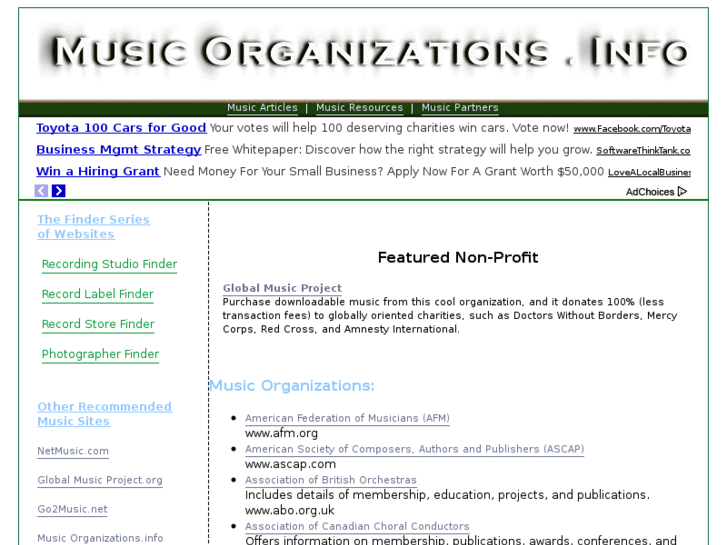 www.musicorganizations.info