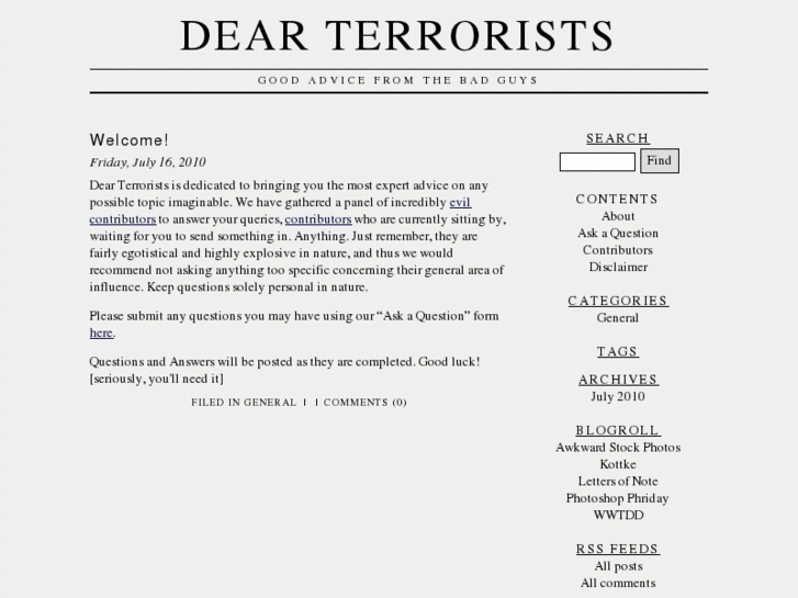 www.dearterrorists.com