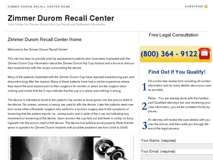 www.zimmerduromrecallcenter.com