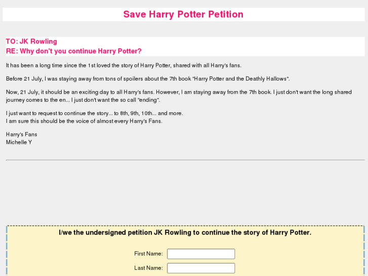 www.saveharrypotterpetition.com