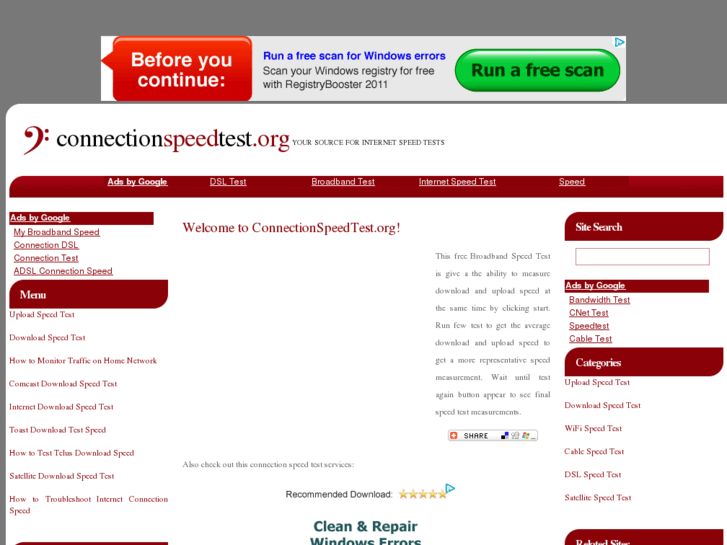 www.connectionspeedtest.org