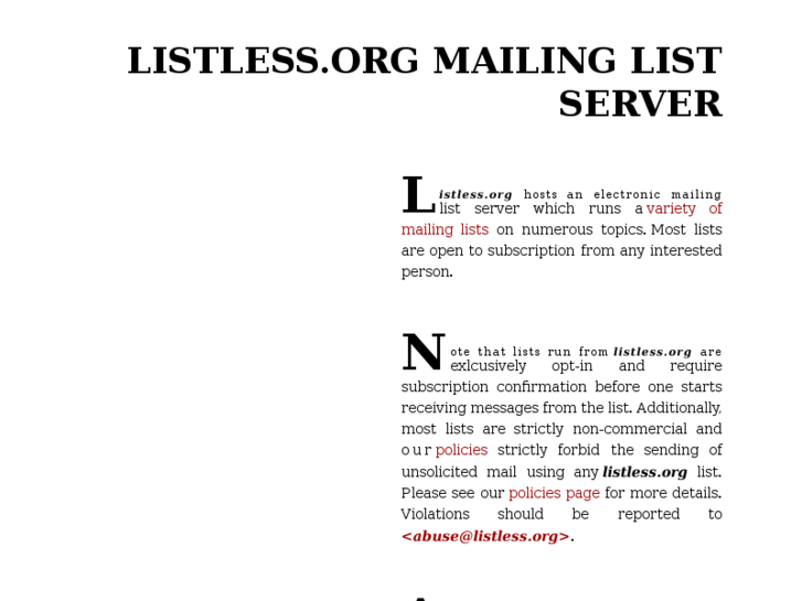 www.listless.org