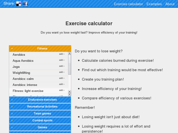 www.exercisecalc.net