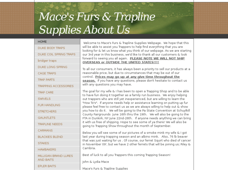 www.macesfursandtraplinesupplies.com