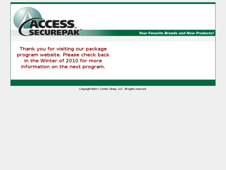 Access Securepak Massachusetts Holiday 2010 Package Program