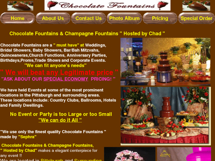 www.chadschocolatefountains.com