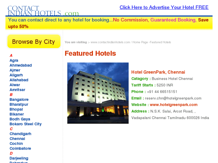 www.contactindianhotels.com