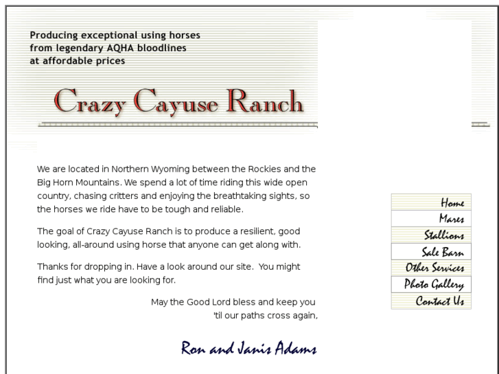 www.crazycayuseranch.com