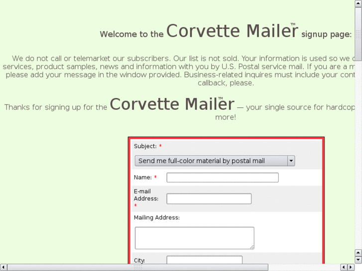 www.corvettemailer.com