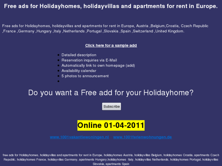 www.1001holidayhomes.com