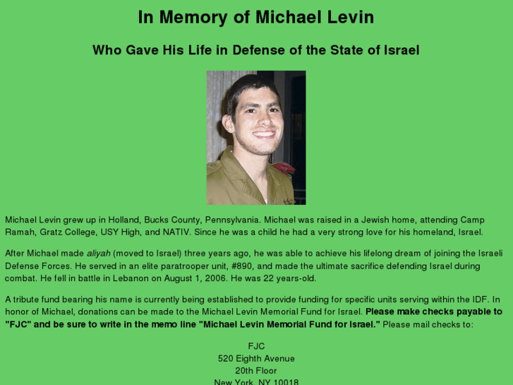 www.michaellevinmemorialfund.org