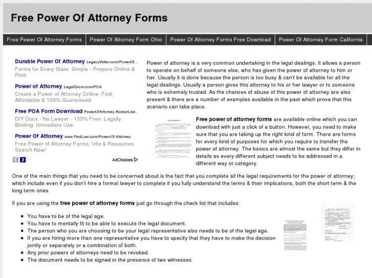 www.freepowerofattorneyforms.info