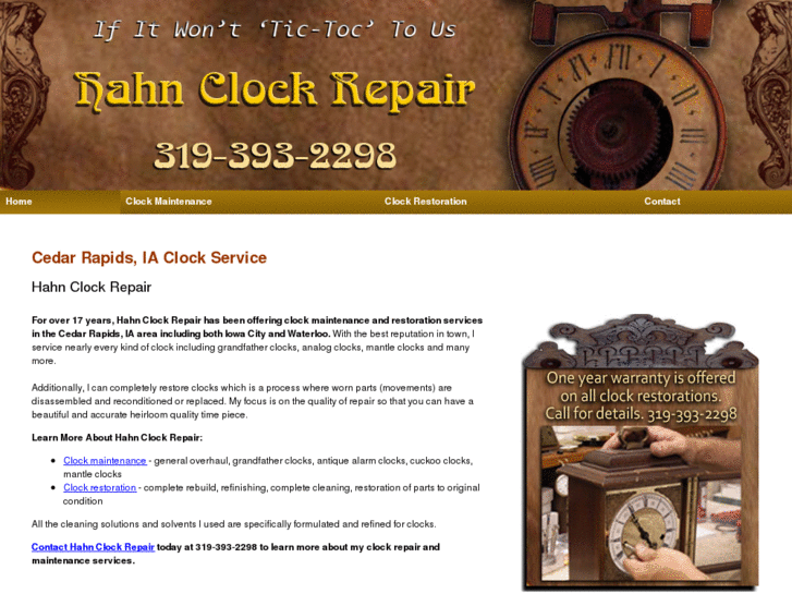 www.hahnclockrepair.net